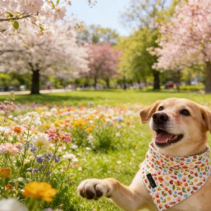 ARING PET Spring Summer Dog Bandanas, Cute Insects Bee Ant Snail Pet Bandana - Image 2
