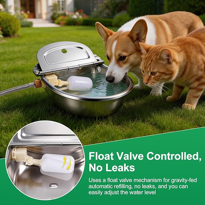 Metal Automatic Dog Water Bowl Dispenser, Outdoor Heavy Duty Stainless Steel - Image 5