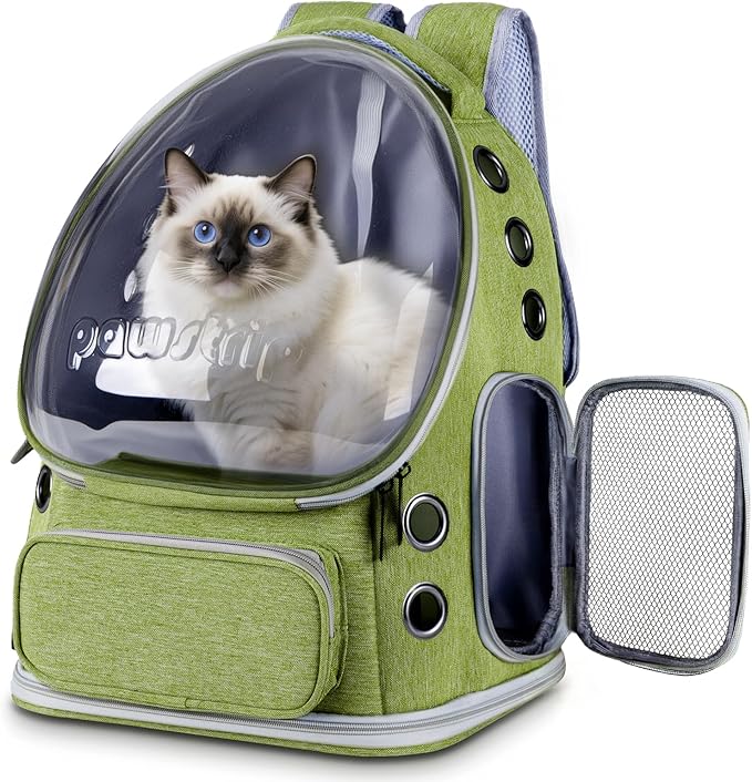 Cat Backpack Carrier with Large Space Bubble Window, Airline Approved by pawstrip
