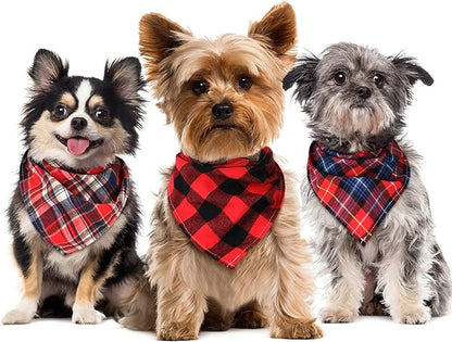 Honoson 6 Pieces Triangle Dog Bandana Dog Scarf Plaid Printing Adjustable Bibs - Image 7