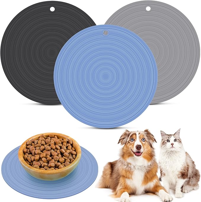 3 Pieces Silicone Pet Food Mat Feeding Mat by Patelai