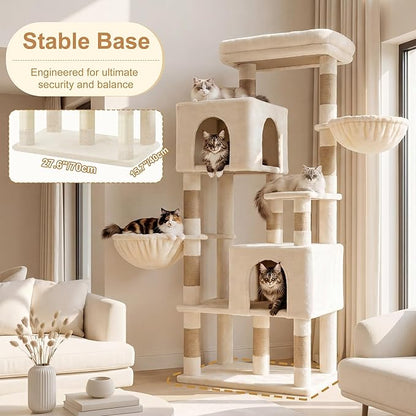 Heybly 68.1" Cat Tree with Oversized Top Platform & Wide Base, Heavy Duty Cat - Image 3