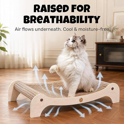 Cat Scratcher Bed for Indoor Cats, Large Wooden Hammock - Image 3