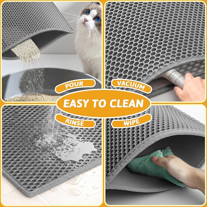 Pieviev Cat Litter Mat Double Layer Waterproof Urine Proof Trapping Mat 1 Pack) - Image 6