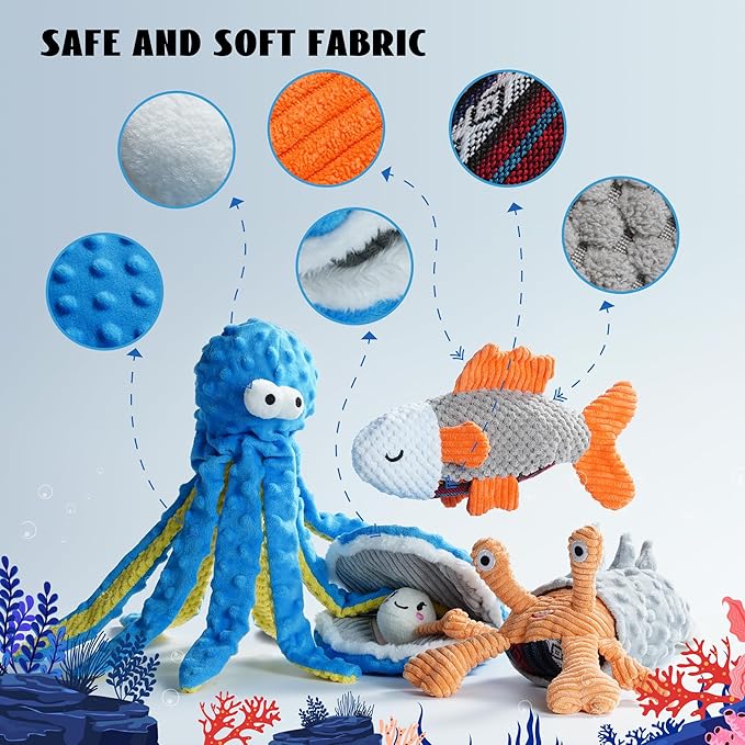 Nocciola 4 Packs Crinkle Squeaky Dog Toys - Image 7