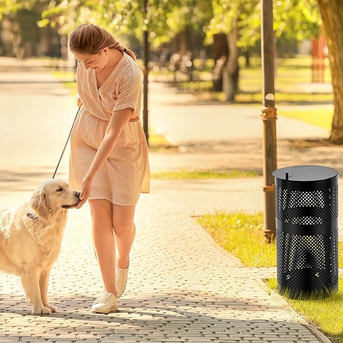 Dansydaisy Round Outdoor 10 Gallon Capacity Trash Can - Image 5