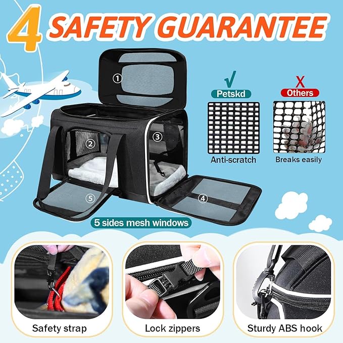 Petskd Top-Expandable Pet Carrier 18x11x11 Inches Delta American United Airline - Image 5