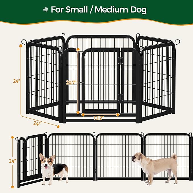Yaheetech Dog Playpen Outdoor, 24 inch 6 Panels Dog Pen Indoor Heavy Duty Puppy - Image 4