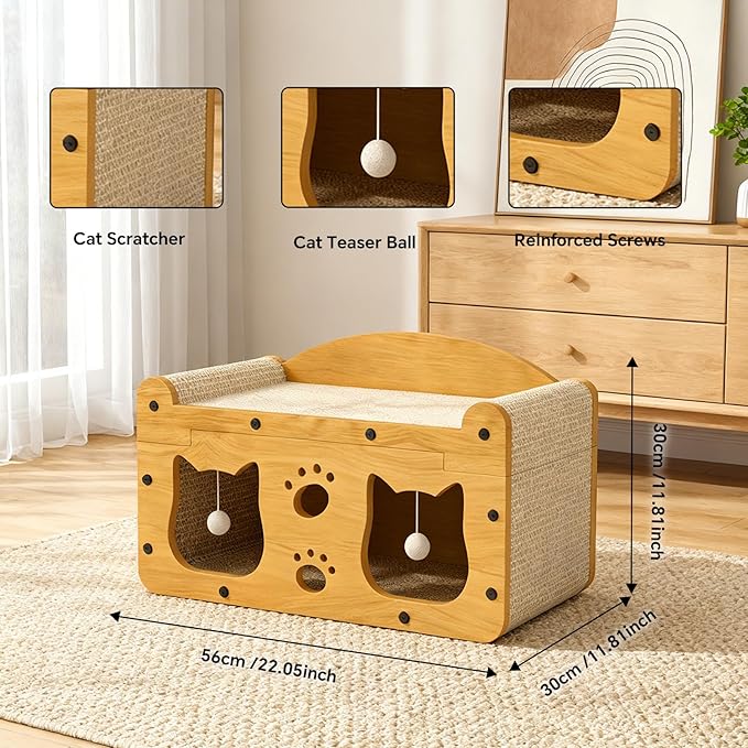 Bilayer Cat Scratcher House, 2-in-1 Cardboard Cat House - Image 7