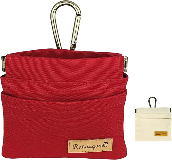 Raisingwell Dog Treat Pouch, Cotton Fabric, Hand Free Dog Walking Bag by Raisingwell
