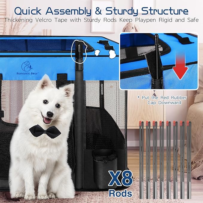 Dog Playpen, Pet Playpen, Foldable Puppy Cat Playpen, Portable Exercise Kennel - Image 4