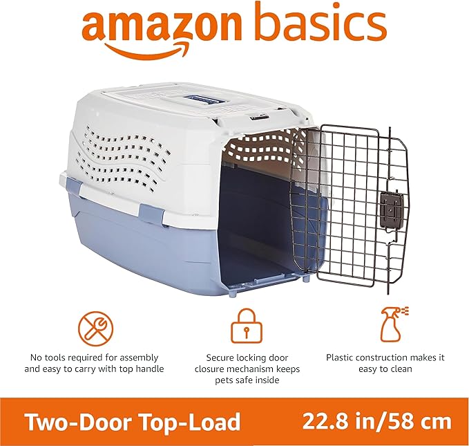 Amazon Basics Sturdy Portable 2-Door Top-Load Hard-Sided Pet Travel Carrier - Image 2