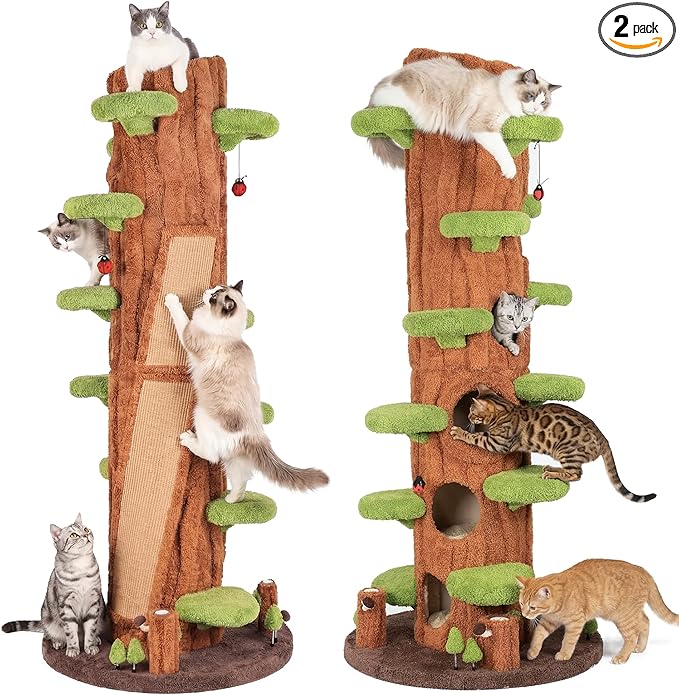 2-Pack 90.5" Tall Cat Tree for Indoor Cats, KAMABOKO Multi-Level Tall Cat Tower by KAMABOKO