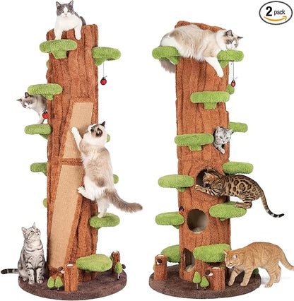 2-Pack 90.5" Tall Cat Tree for Indoor Cats, KAMABOKO Multi-Level Tall Cat Tower by KAMABOKO