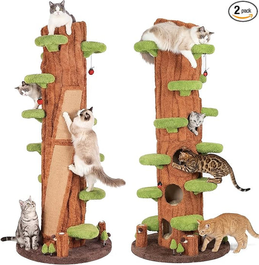 2-Pack 90.5" Tall Cat Tree for Indoor Cats, KAMABOKO Multi-Level Tall Cat Tower by KAMABOKO