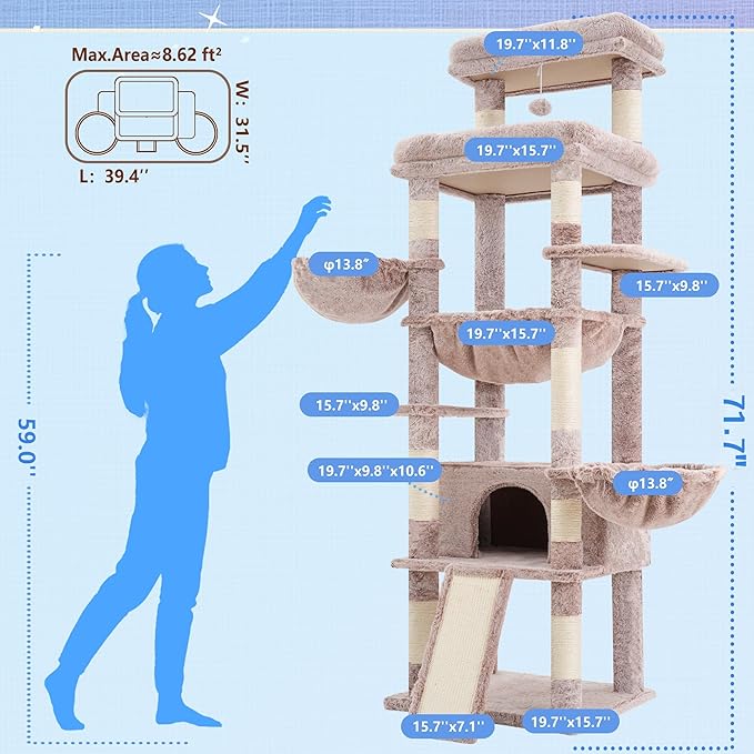 Hey-brother Cat Tree Tower, Scratching Posts - Image 2
