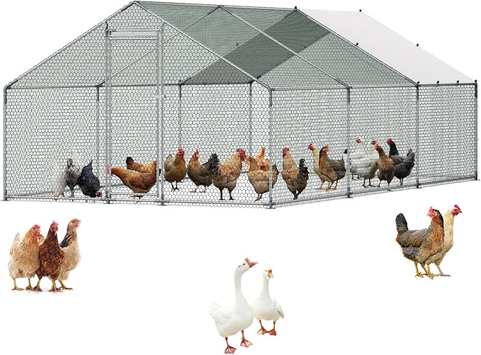 VEVOR Large Metal Chicken Coop, 19.7x9.8x6.5ft Walk-in Chicken Runs by VEVOR