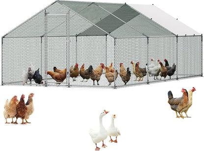VEVOR Large Metal Chicken Coop, 19.7x9.8x6.5ft Walk-in Chicken Runs by VEVOR