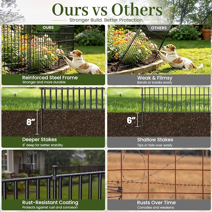 10 Panels No Dig Decorative Outdoor Garden Fence - Image 5