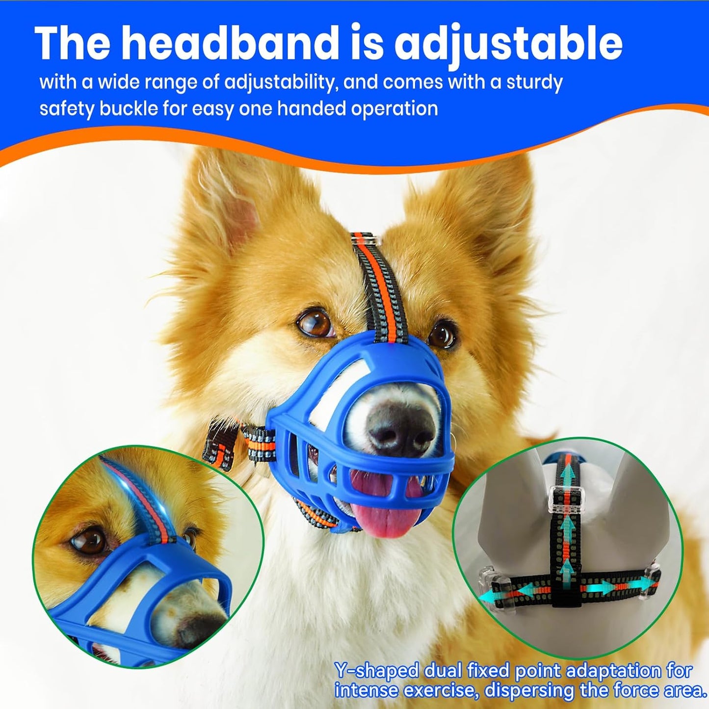 Dog Muzzle, Basket Muzzle for Small Medium Large Dogs, Anti-Biting and Chewing, Lightweight & Sturdy Cage Design, Allows Panting & Drinking, Ideal for Grooming & Training(Blue Size L)