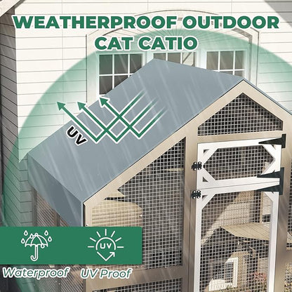 71" H Catio Outdoor Cat Enclosure Weatherproof, Large Walk-in Cat House - Image 5