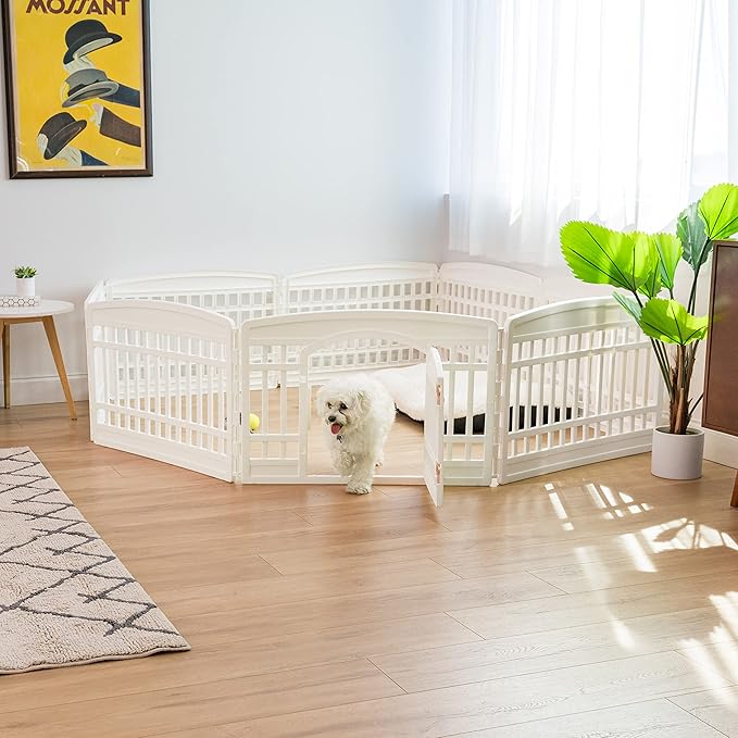 IRIS USA Dog Playpen with Door, 24” 8 Panel Pet Exercise Pen – Indoor Outdoor - Image 8