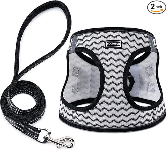 Dog Harness with Leash Set, No Pull Adjustable Reflective Step-in Puppy Pet by BOOMIBOO