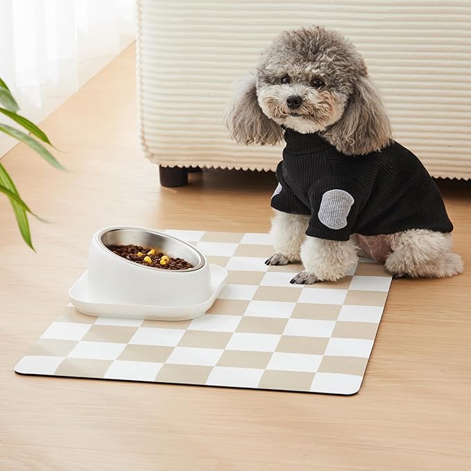 Checkered Dog Feeding Mat, Absorbent Mats - Image 2