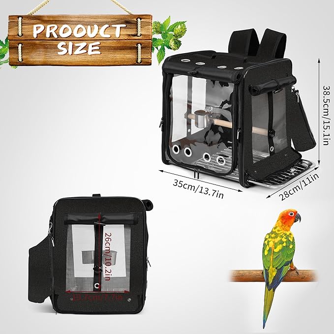 Bird Carrier with Seat Belt for Car Travel, Bird Backpack Carrier with - Image 6