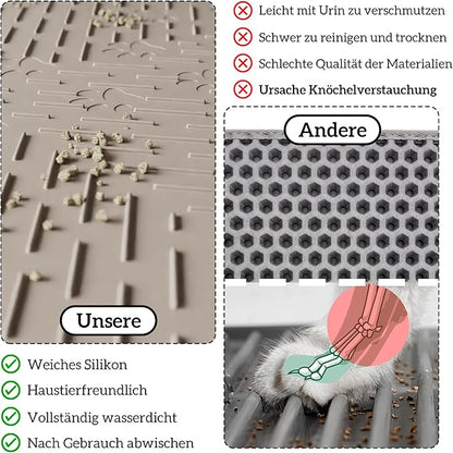 OHMO Cat Litter Mat Trapping Mat Premium Silicone Rubber 23.5x16 Beige - Image 6