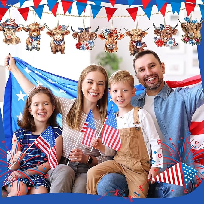 12 Pcs 4th of July Patriotic Wood Ornaments Hanging Decoration 250th - Image 5