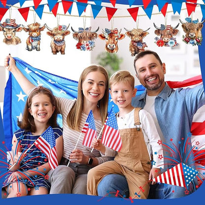 12 Pcs 4th of July Patriotic Wood Ornaments Hanging Decoration 250th - Image 5