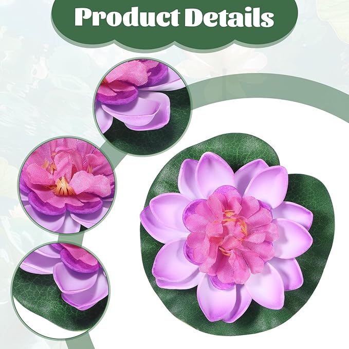 2PCS 10CM/3.94Inch Birdbath Fountain Accessory, Artificial Floating Foam Lotus - Image 3