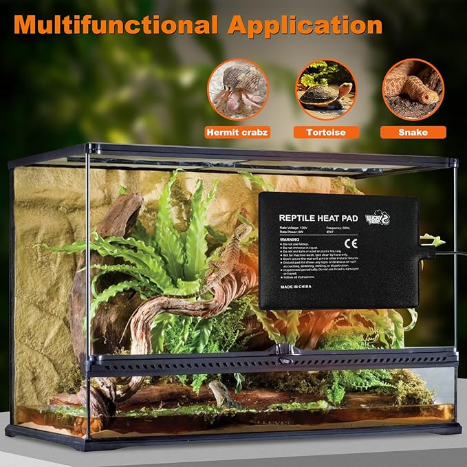 LUCKY HERP Reptile Heat Pad 6x8 Inch 8W Under Tank Terrarium Heating Mat - Image 6