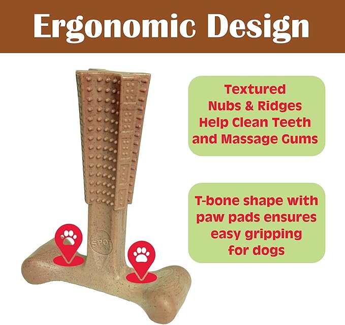 SPOT Bam-Bones Plus T-Bone Dog Chew Toy, Bamboo Fiber & Nylon, Chicken Flavor - Image 10