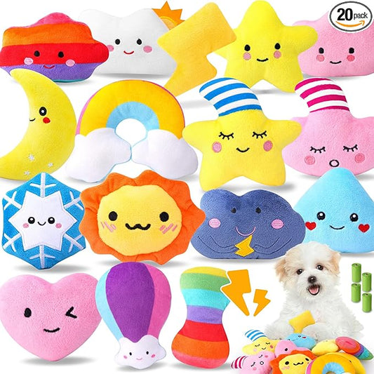 Irresistible Weather-Themed 20-Pack Squeaky Dog Toys Set by QTwoof