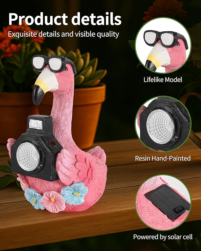 GoGnome Solar Flamingo Garden Statue - Image 6