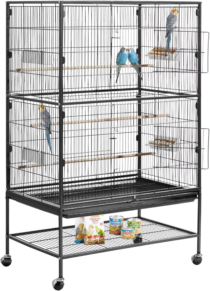 VEVOR Bird Cage, 31.5 x 20.5 x 52 inch, Flat Top, Wrought Iron Bird Flight Cage by VEVOR