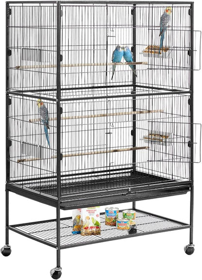 VEVOR Bird Cage, 31.5 x 20.5 x 52 inch, Flat Top, Wrought Iron Bird Flight Cage by VEVOR