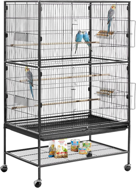 VEVOR Bird Cage, 31.5 x 20.5 x 52 inch, Flat Top, Wrought Iron Bird Flight Cage by VEVOR