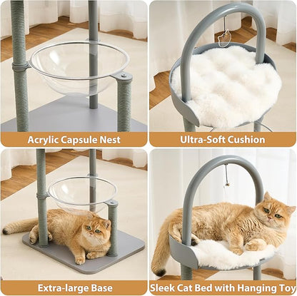 34" Modern Cat Tree Furniture, Minimalist Metal Frame Cat Tower - Image 8
