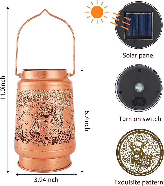 Highland Cow Solar Lanterns Outdoor Waterproof, Highland Cow Gifts - Image 2