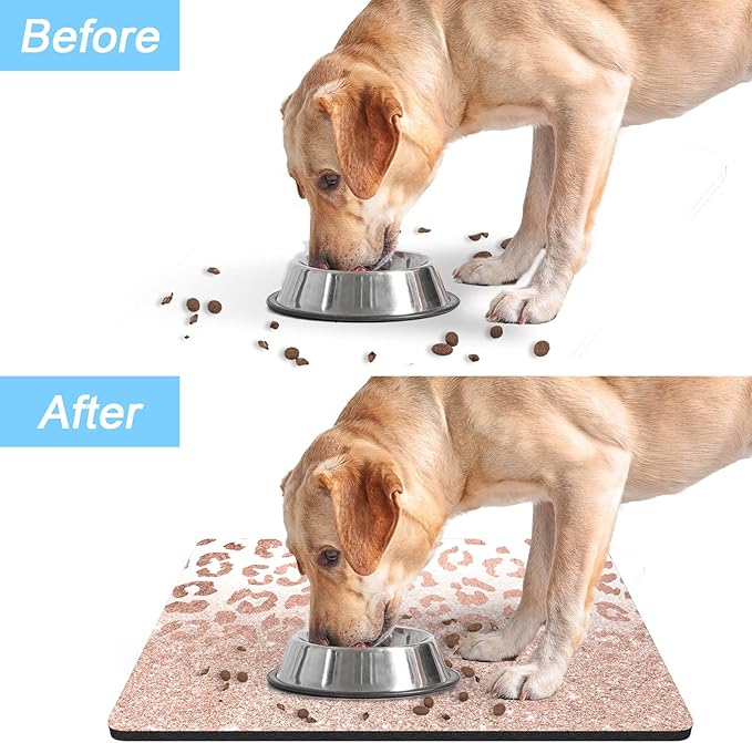 Rnivvi Dog Food Mat, Cute Anti-Slip Rubber Pet Feeding Rug Protect Floors - Image 6