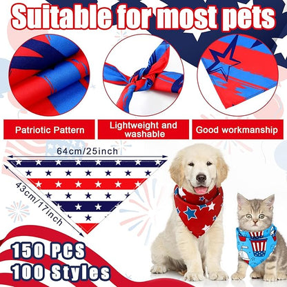 Huhumy 150 Pcs 250th Anniversary Dog Bandanas 4th of July Patriotic Pet - Image 2