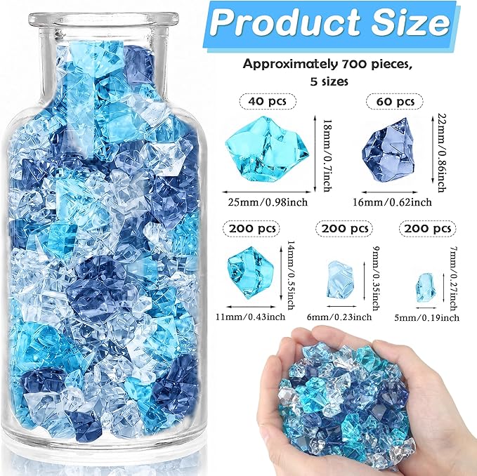 700Pcs Fake Ice Cubes 5 Size Acrylic Ice - Image 3