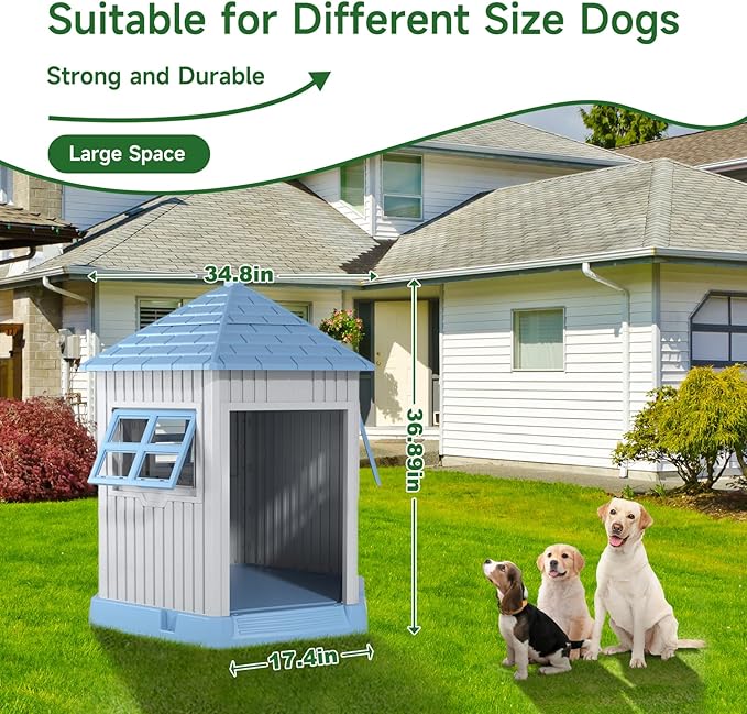 Vixzen Large Outdoor Dog House, Durable Water Resistant Resin Dog House - Image 5