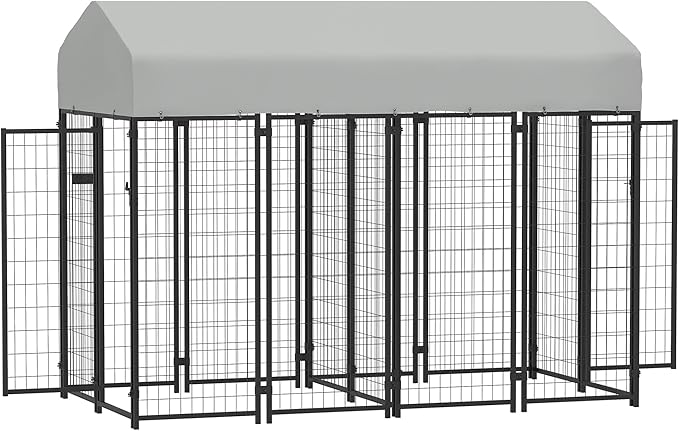 PawHut Outdoor Dog Kennel with 2 Rooms, UV-Resistant & Waterproof Cover by PawHut