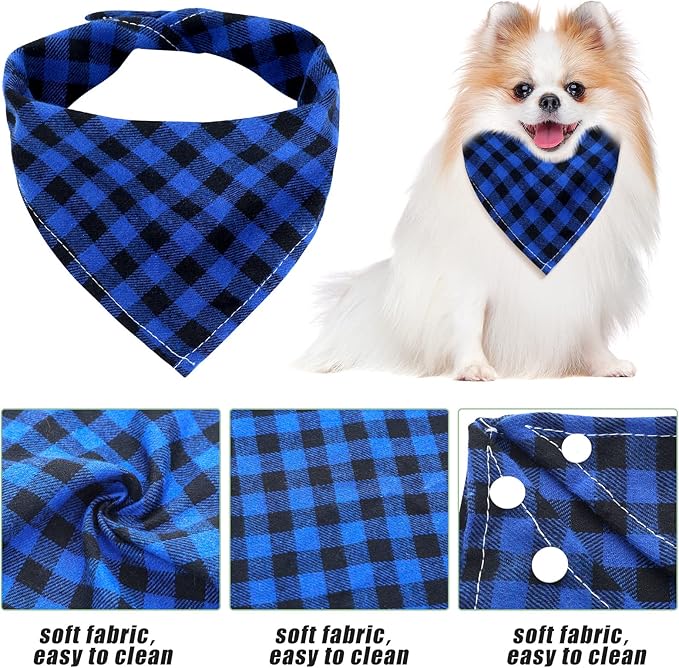 Honoson 6 Pieces Triangle Dog Bandana Dog Scarf Plaid Printing Adjustable Bibs - Image 5