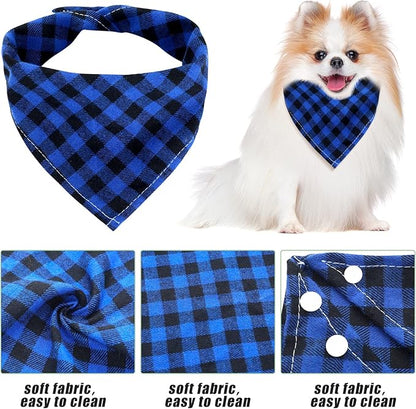 Honoson 6 Pieces Triangle Dog Bandana Dog Scarf Plaid Printing Adjustable Bibs - Image 5