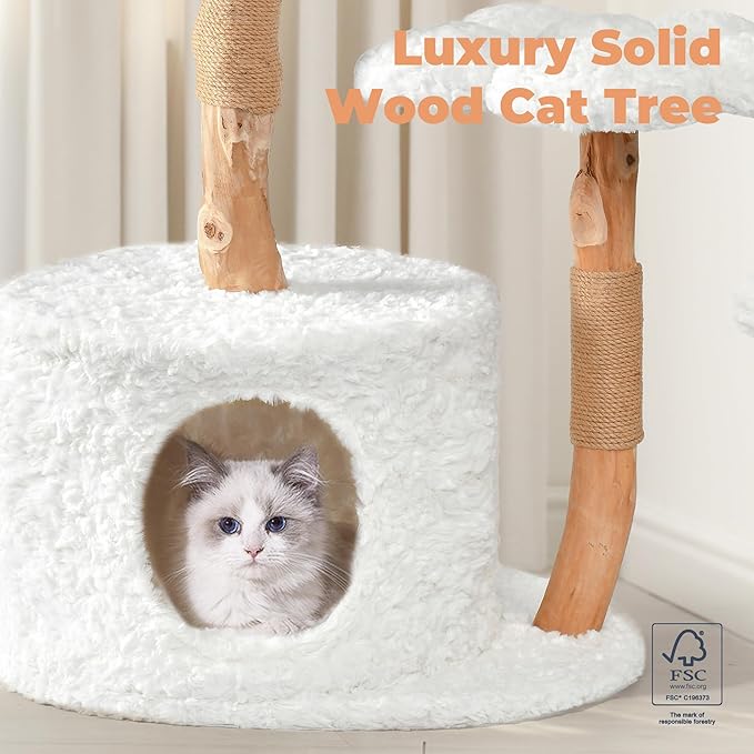 Easyego Modern Cat Tree, 39.9" Aesthetic Wood Cat Tree Tower - Image 2